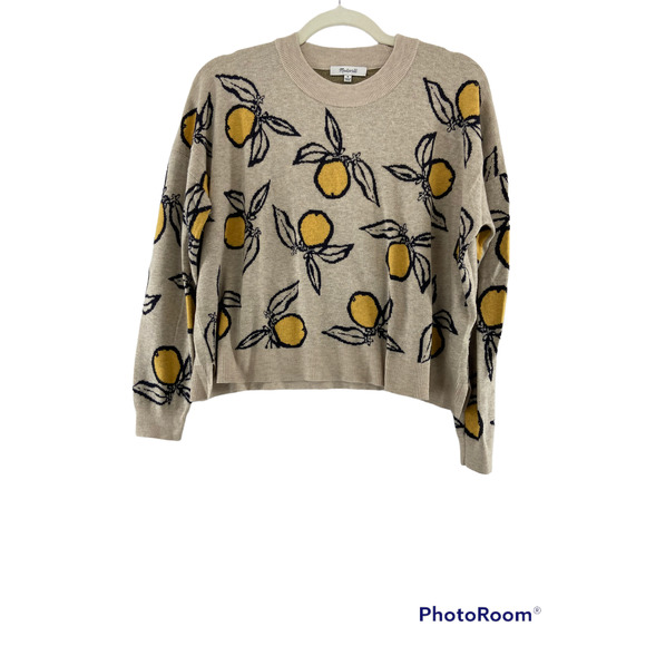 Madewell Sweaters - Madewell Tangerine Sketch Jaquard Pullover Sweater Sz Medium